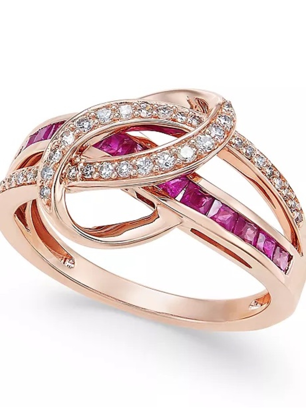 Macy's Ruby (1 ct. t.w.) and Diamond (1/5 ct. t.w.) Swirl Ring in 14k Gold